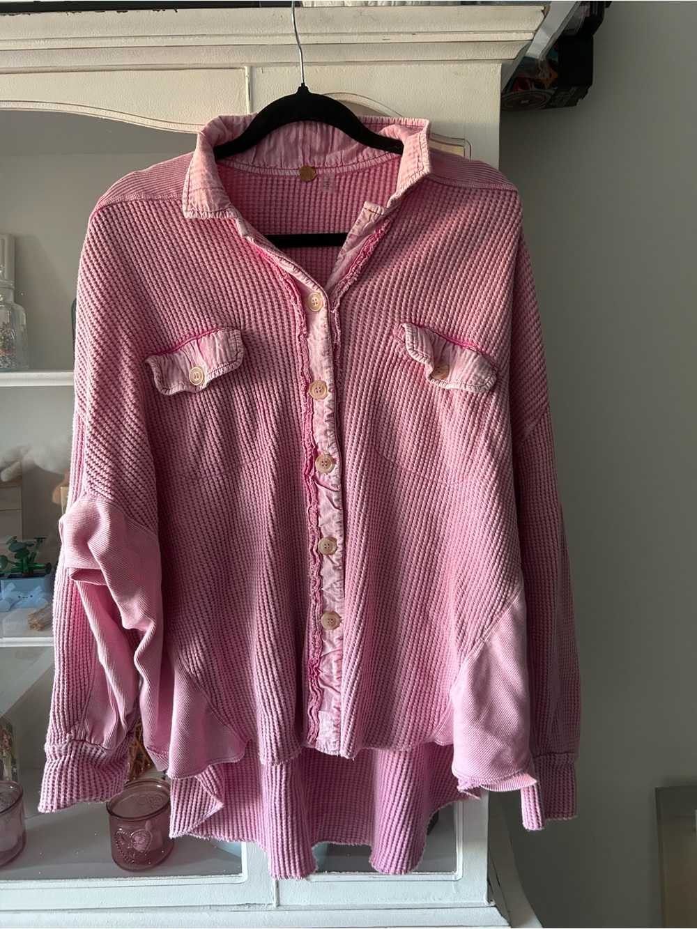 Free people waffle button up shirt